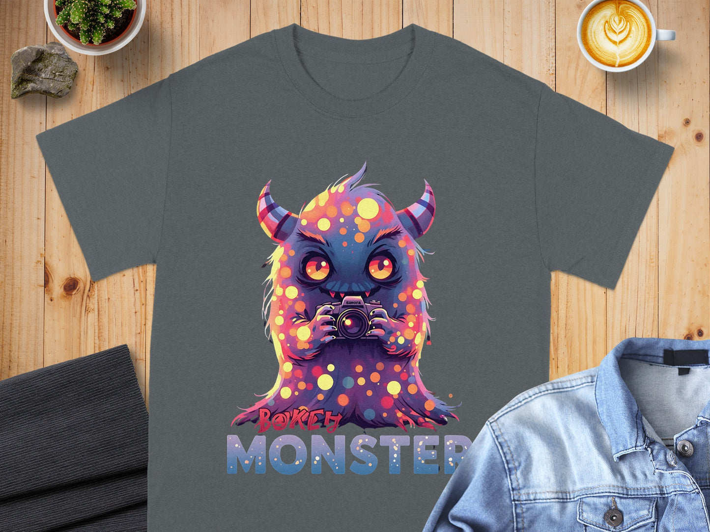 Colorful Monster with Camera Graphic T-Shirt