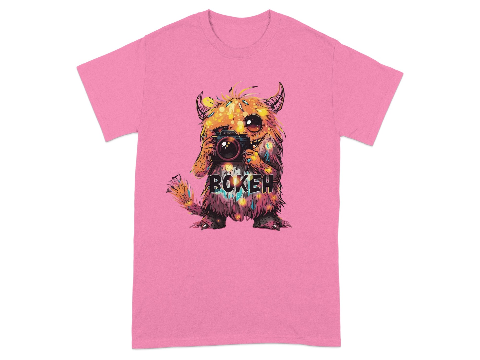 Quirky Bokeh Monster Cartoon Camera Design Shirt
