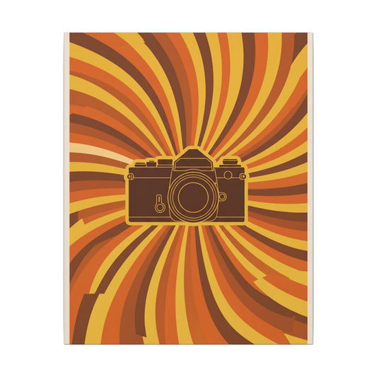 Retro 70s Camera Sunburst Canvas Wall Art