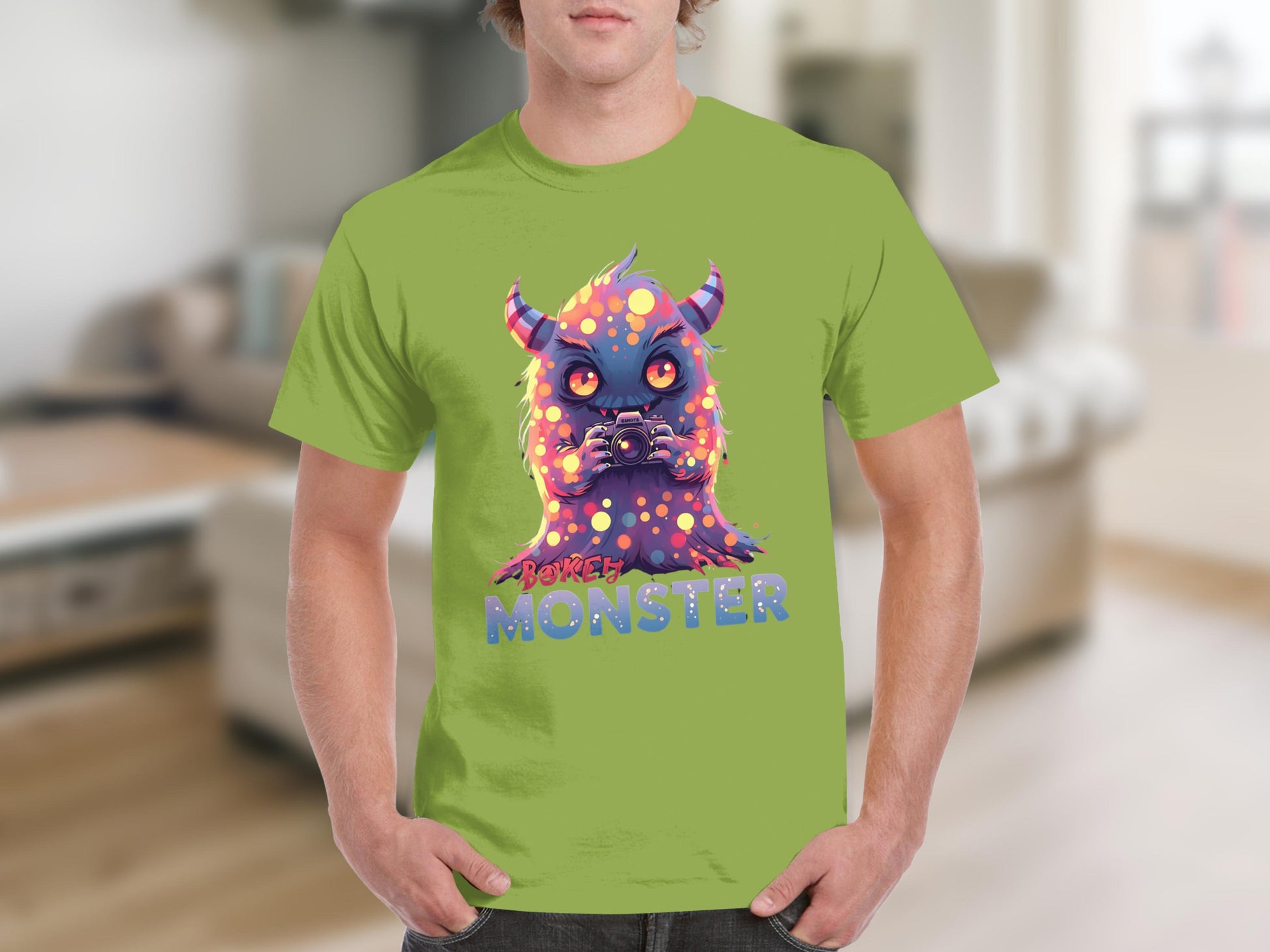 Playful Monster Design Short Sleeve Casual T-shirt