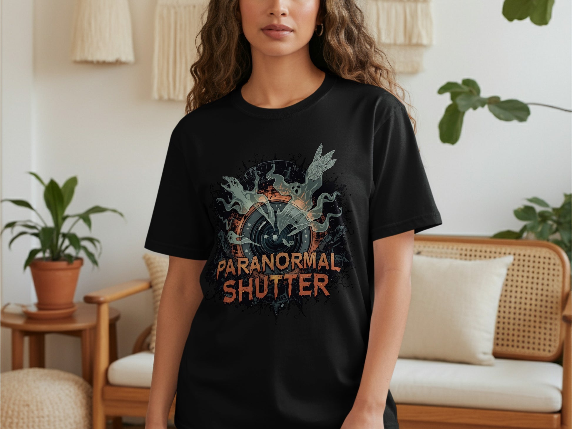 Paranormal Shutter Graphic Design T-shirt