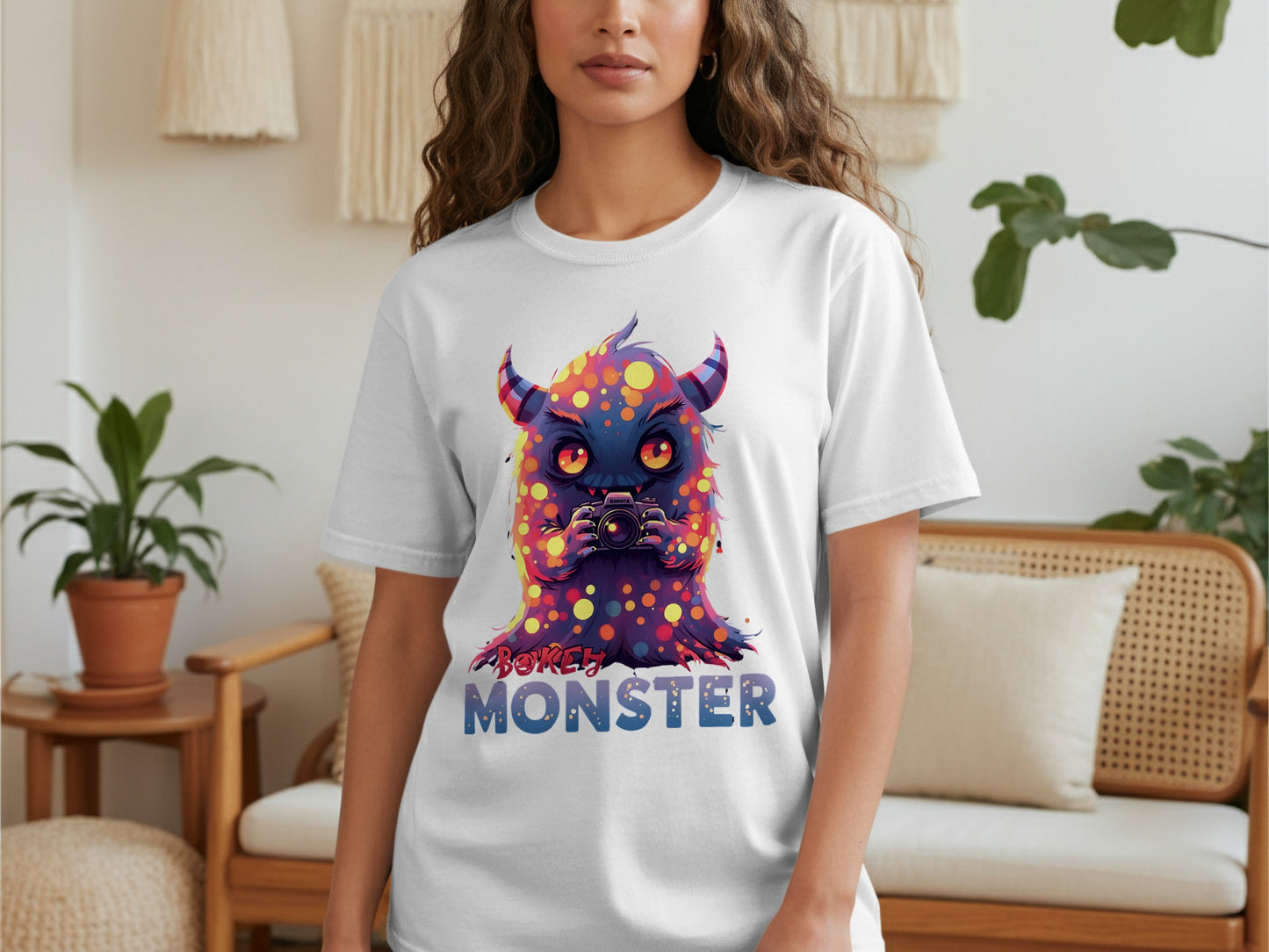 Adorable Polka Dot Monster Graphic Design Shirt