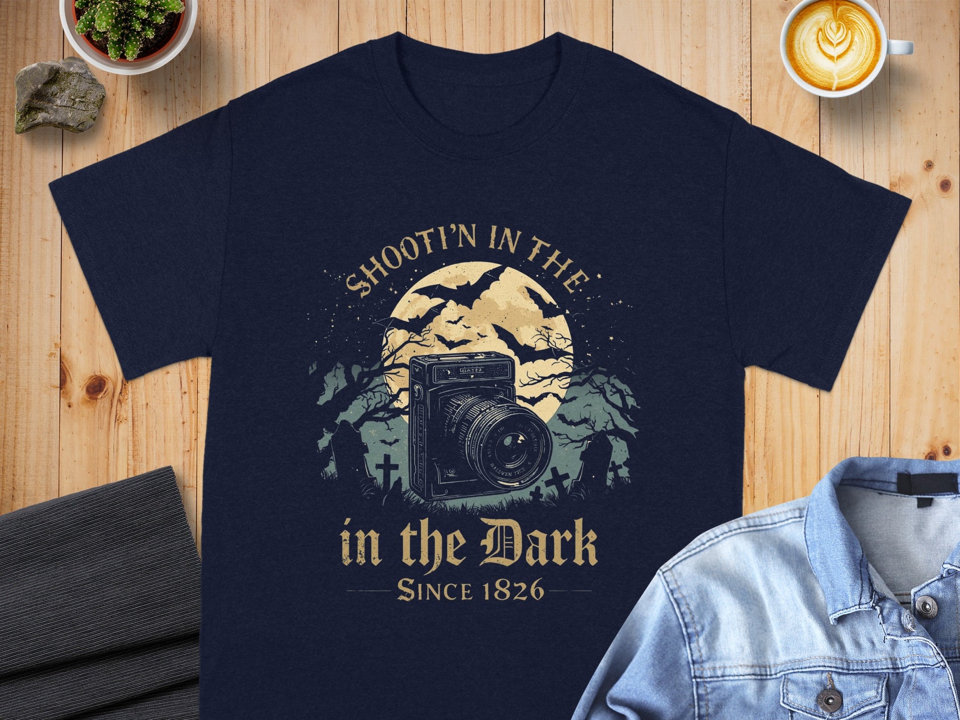 SHOOTIN IN THE DARK SINCE 1826 Camera T-Shirt