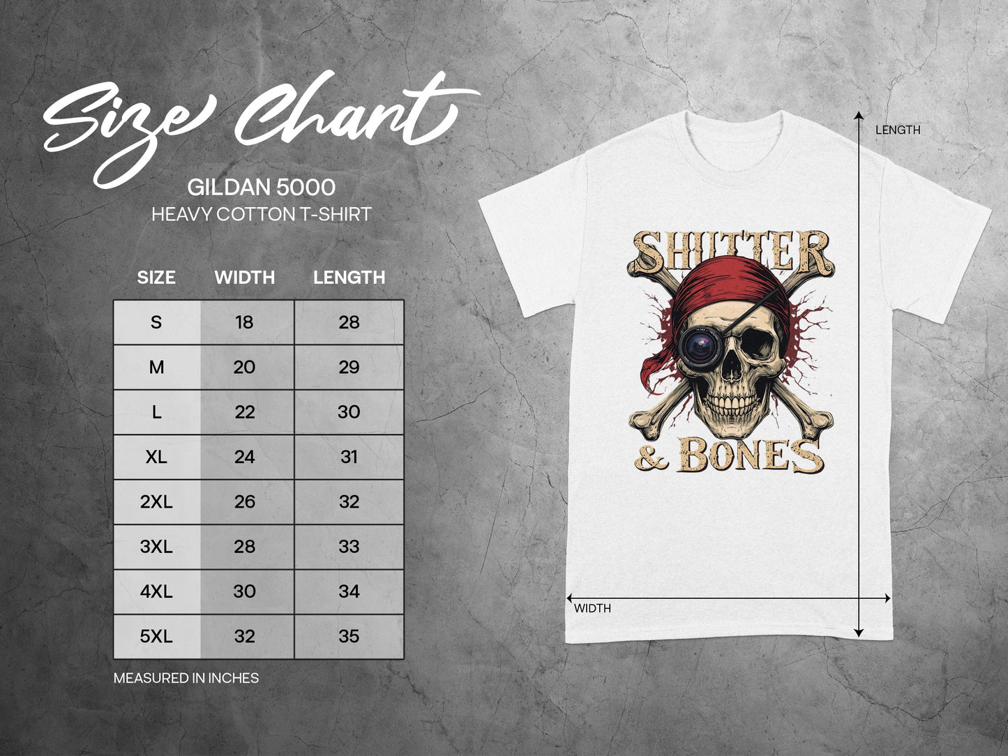 Shitter Bones Skull with Eye Patch Graphic T-Shirt