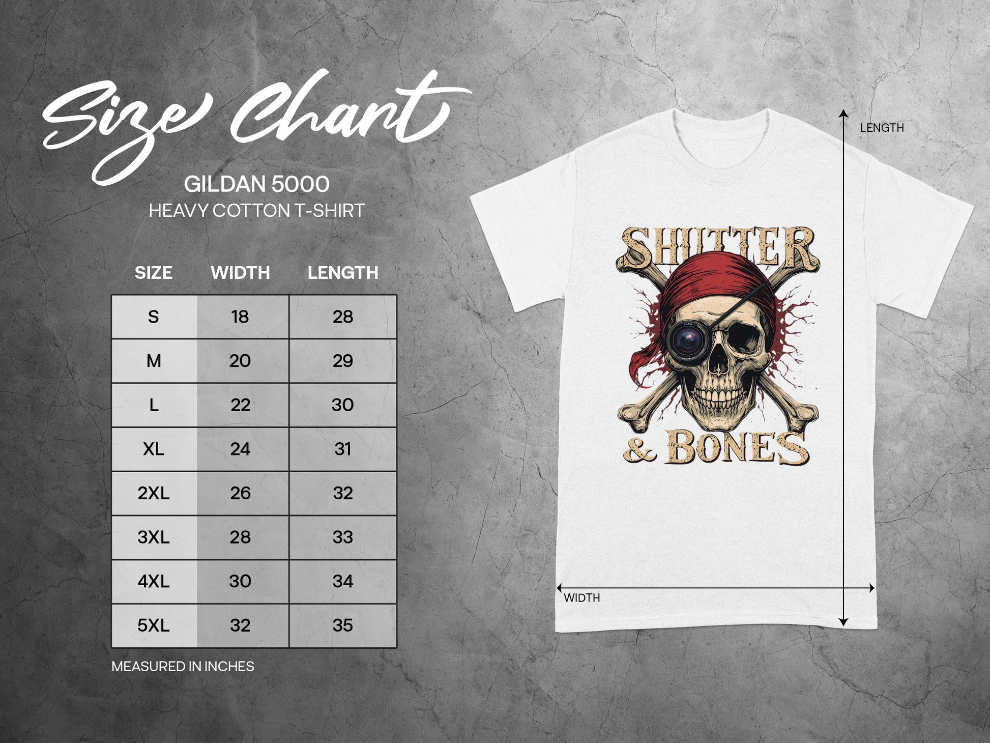 Shitter Bones Skull with Eye Patch Graphic T-Shirt