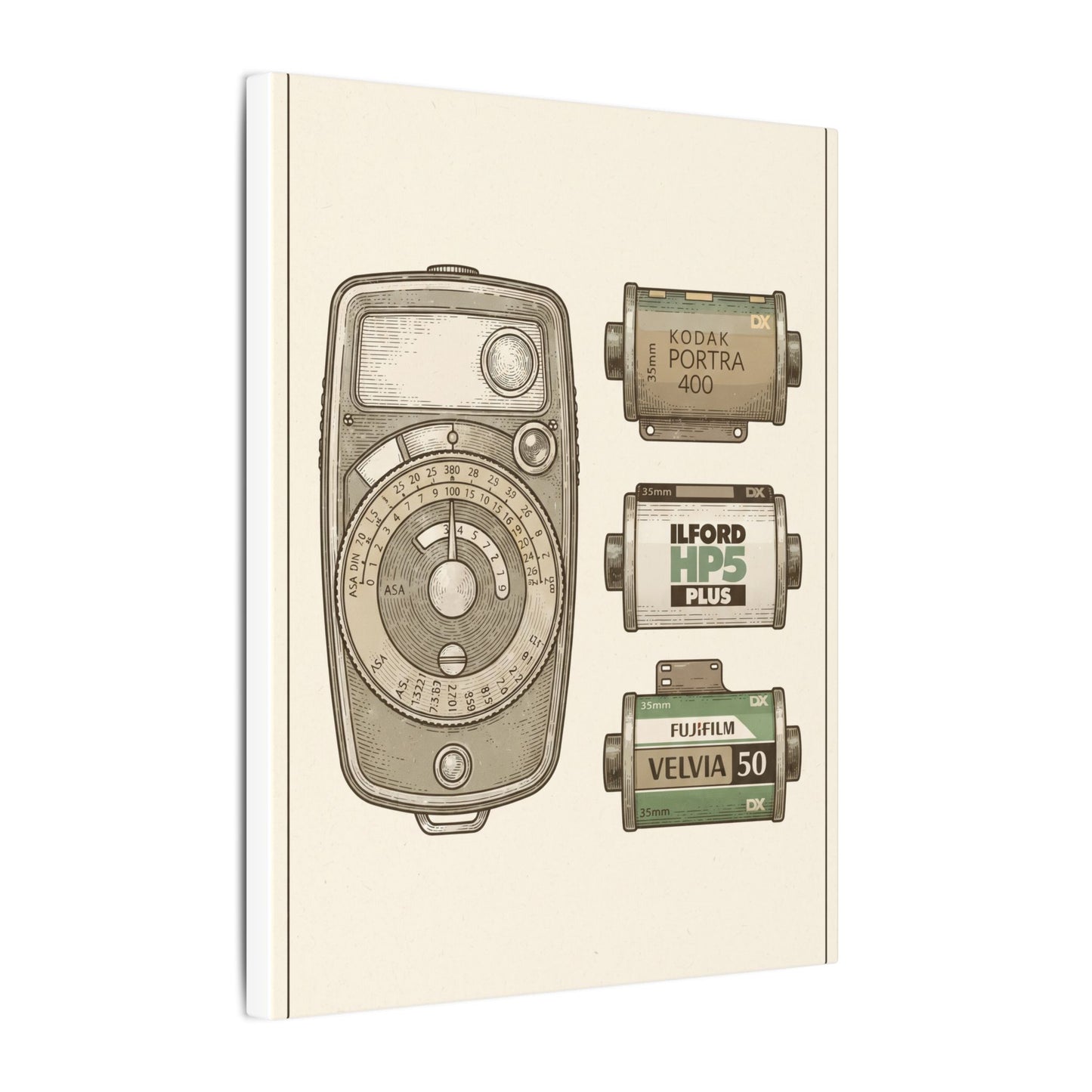 Vintage Light Meter and Film Canvas Wall Art