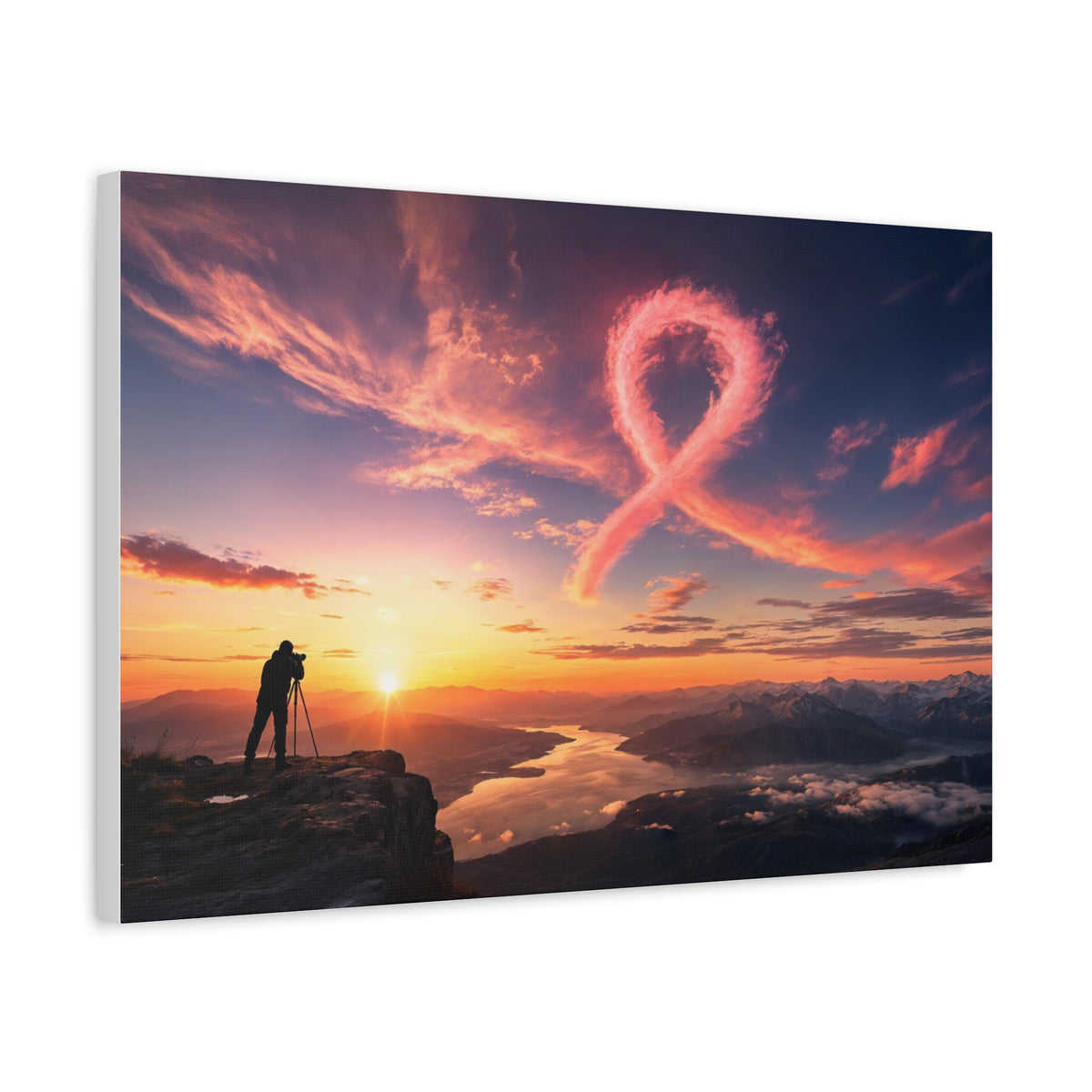 Golden Hour Ribbon — Breast Cancer Awareness Canvas (Photographer Collection)