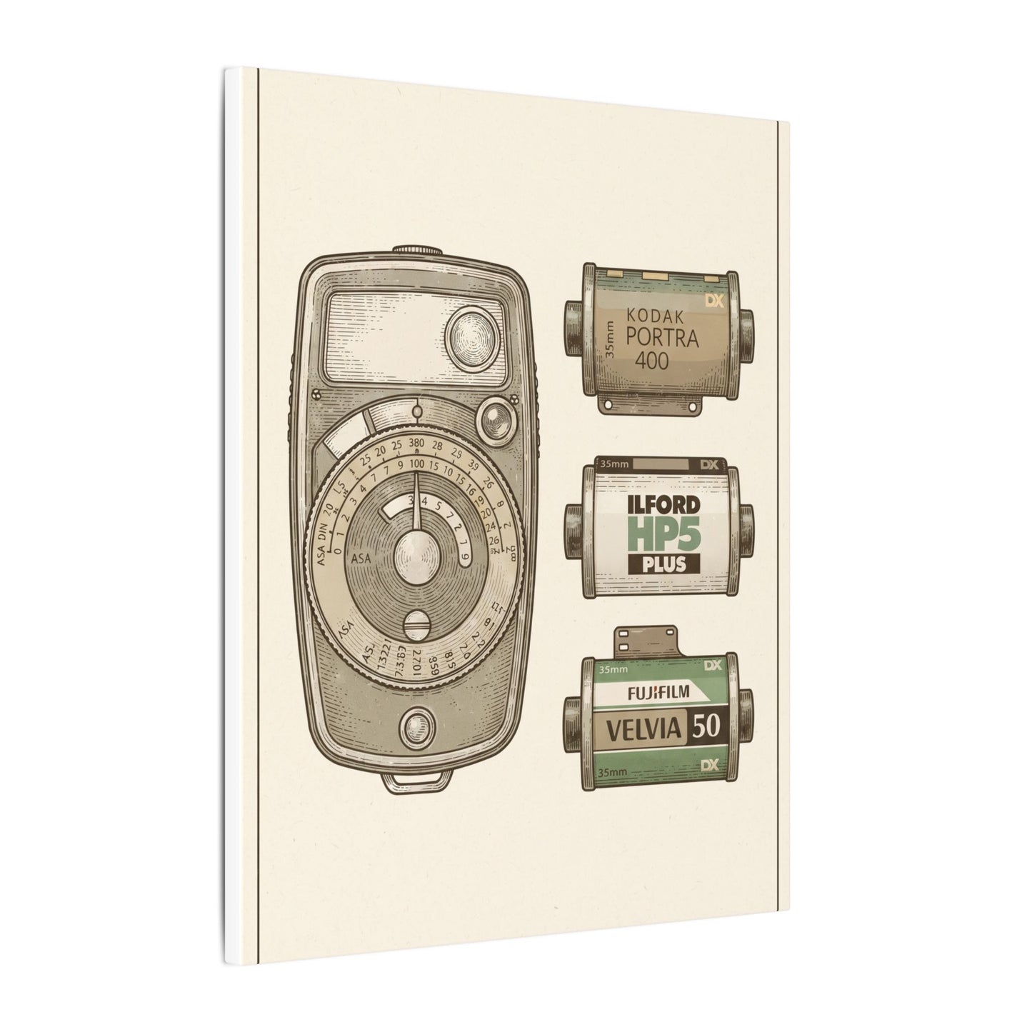 Vintage Light Meter and Film Canvas Wall Art