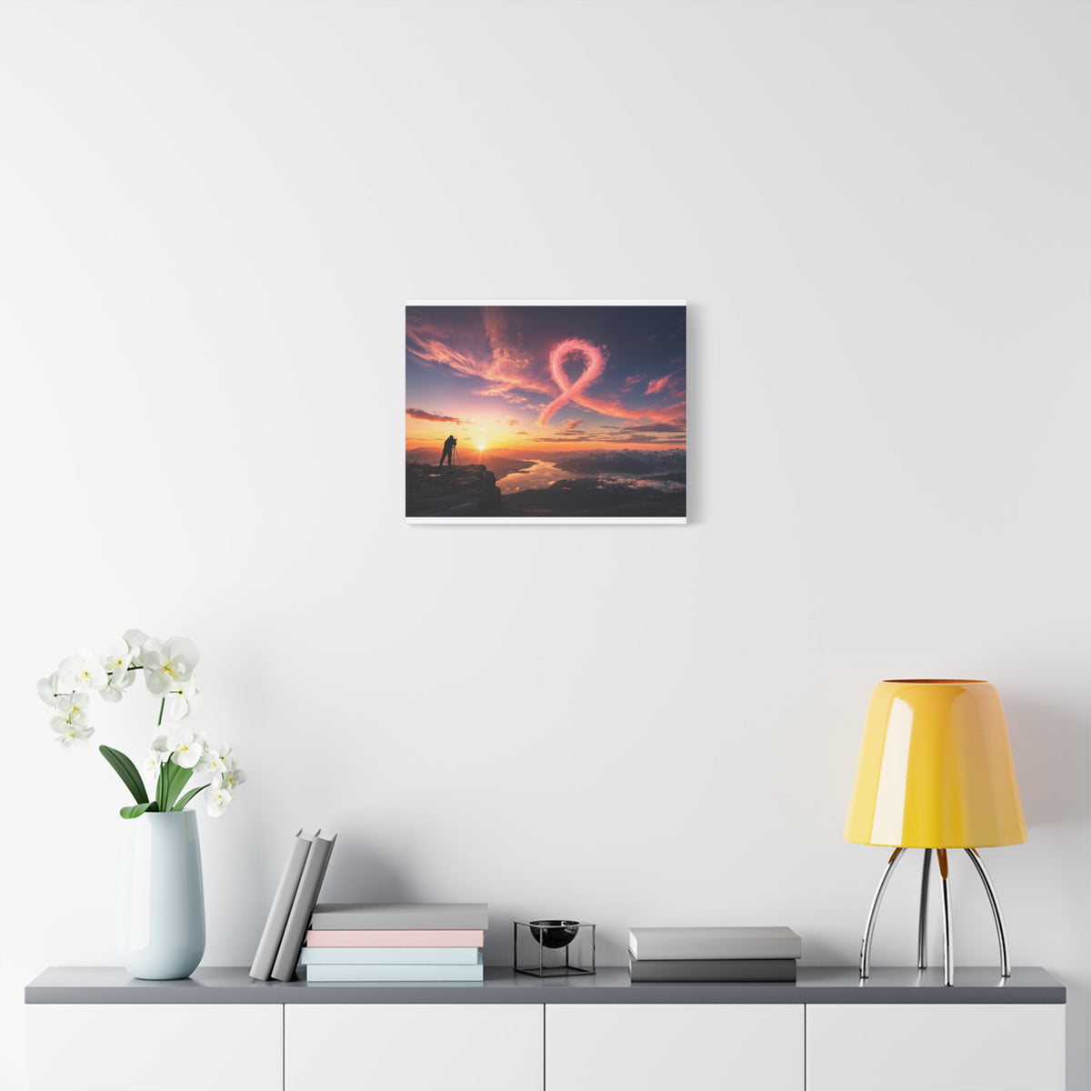 Golden Hour Ribbon — Breast Cancer Awareness Canvas (Photographer Collection)