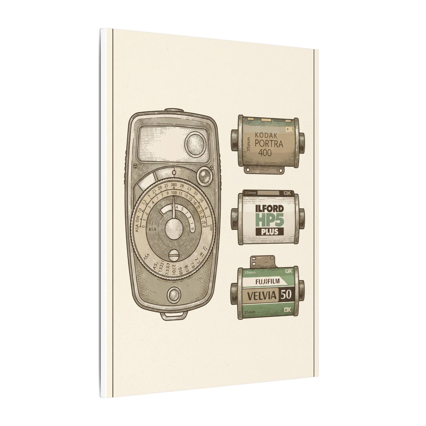 Vintage Light Meter and Film Canvas Wall Art