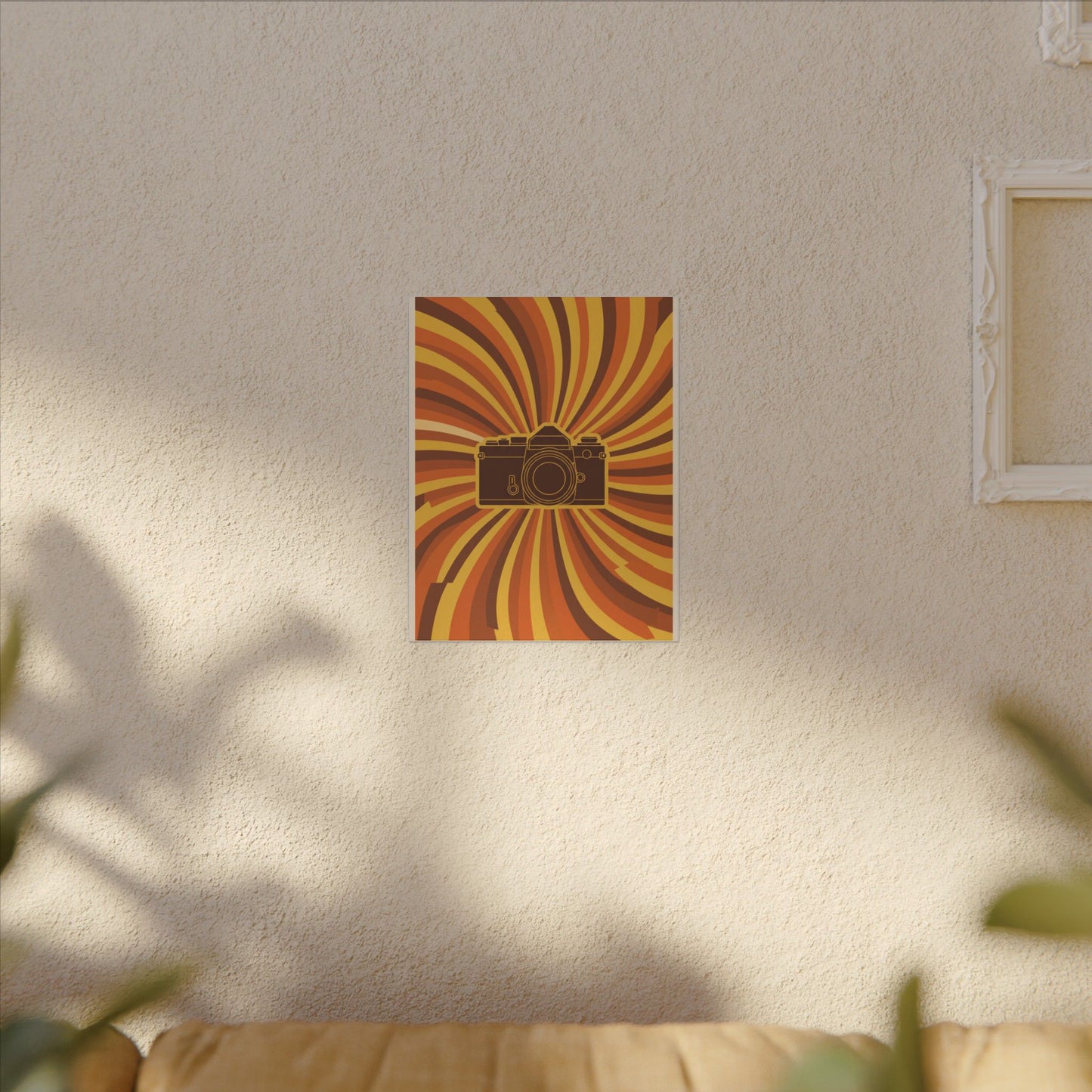 Retro 70s Camera Sunburst Canvas Wall Art