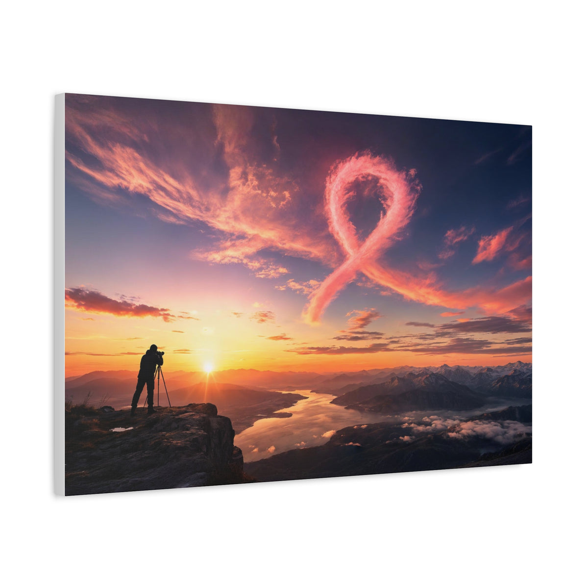 Golden Hour Ribbon — Breast Cancer Awareness Canvas (Photographer Collection)