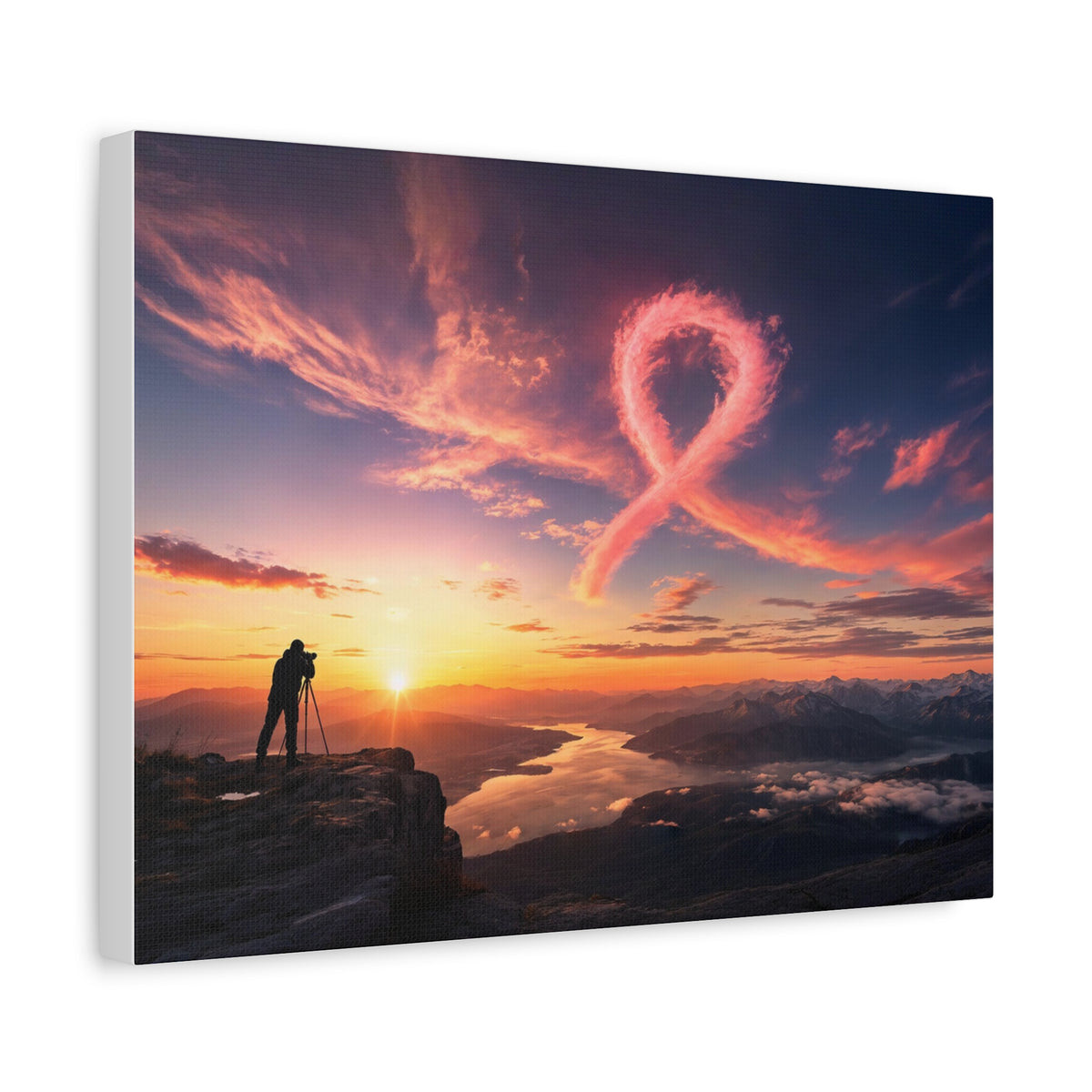 Golden Hour Ribbon — Breast Cancer Awareness Canvas (Photographer Collection)