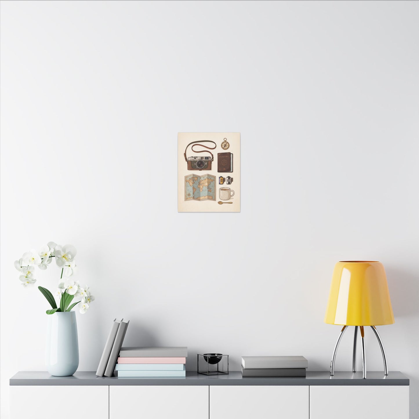 Travel Photographer Flat-Lay Canvas Wall Art