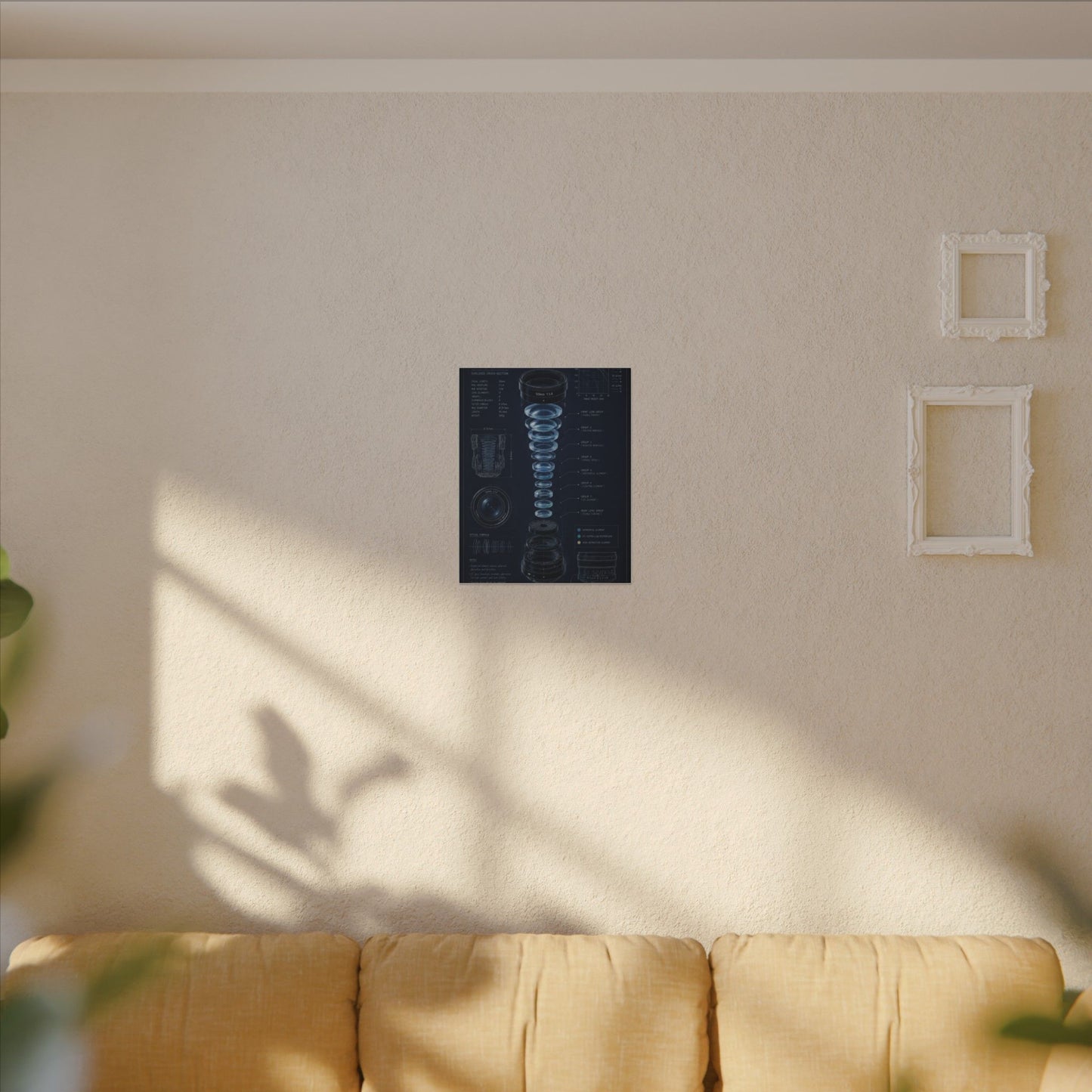 Camera Lens Blueprint Canvas Wall Art
