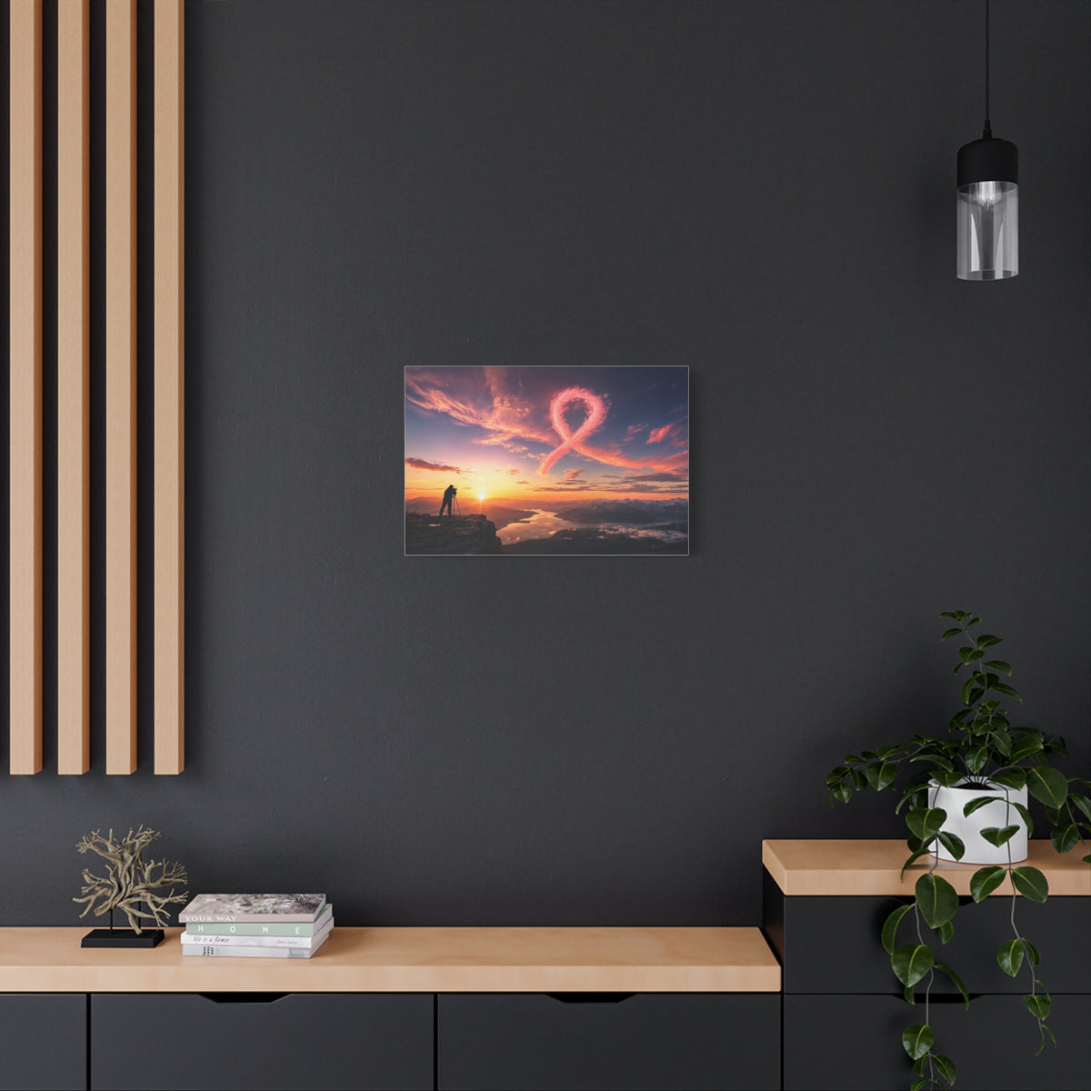 Golden Hour Ribbon — Breast Cancer Awareness Canvas (Photographer Collection)