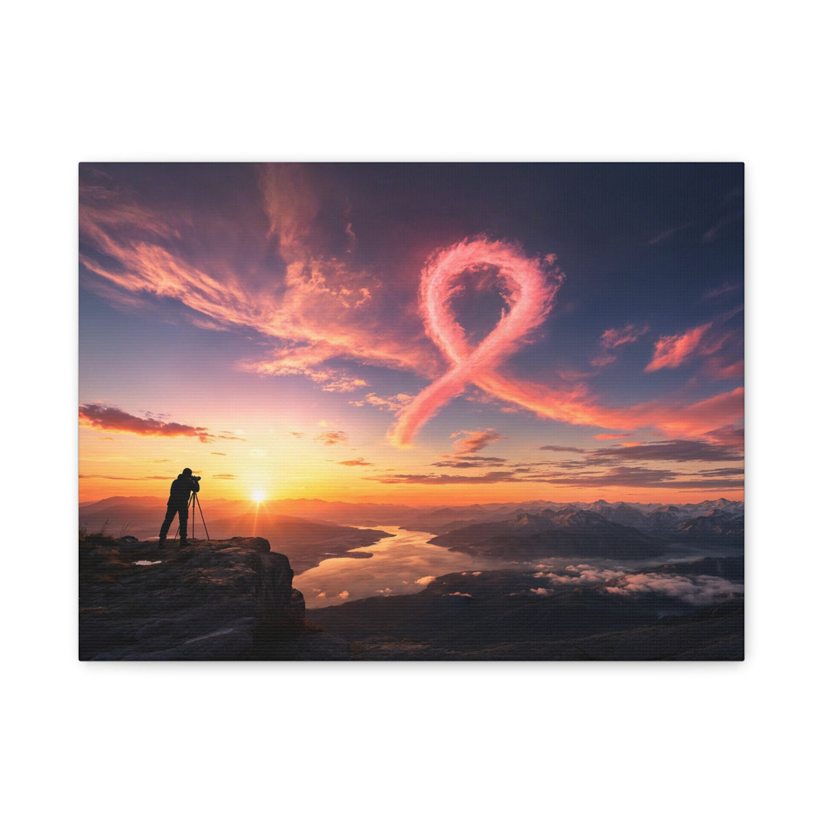 Golden Hour Ribbon — Breast Cancer Awareness Canvas (Photographer Collection)