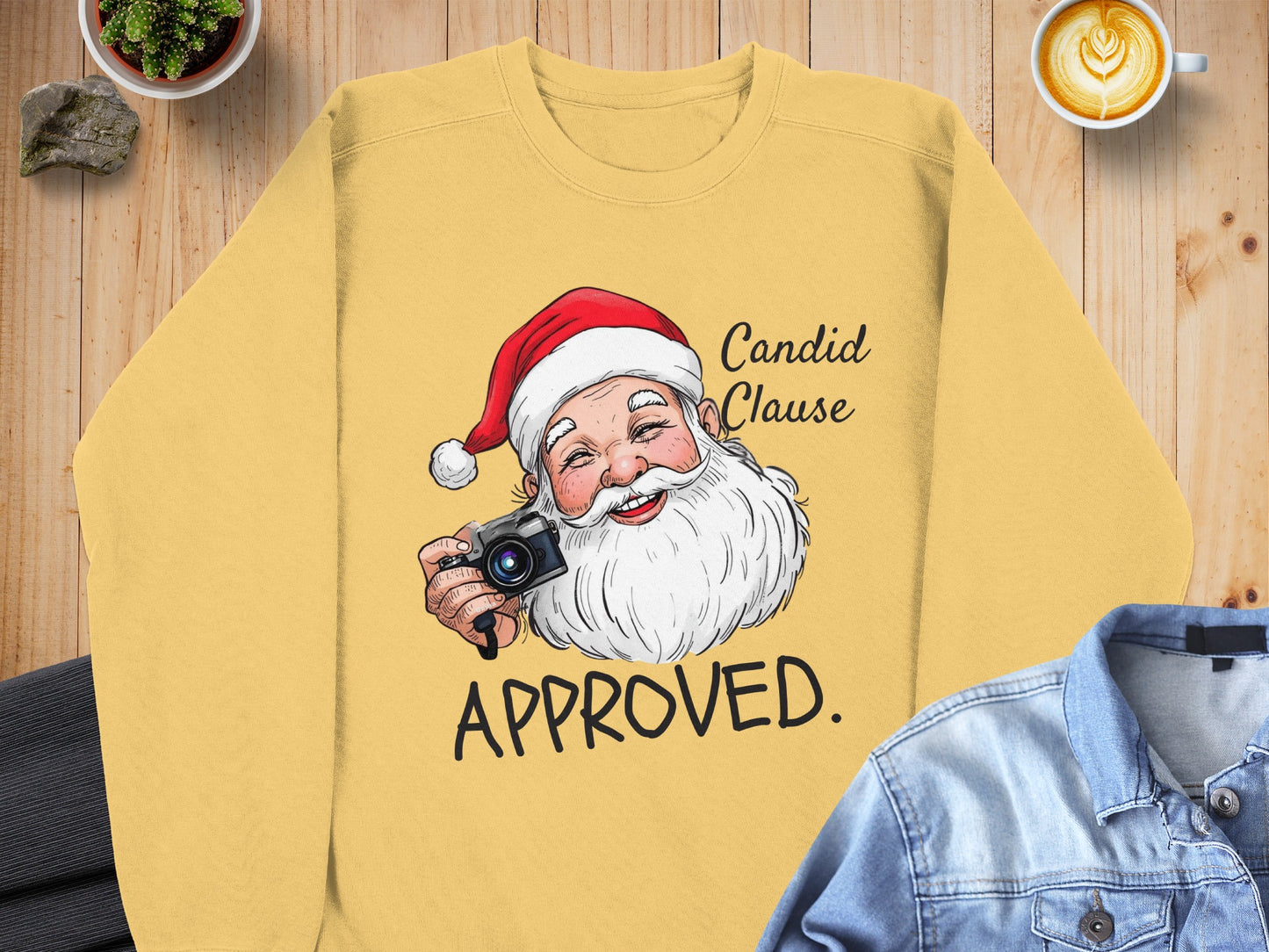 Candid Clause Approved Santa with Camera Sweater