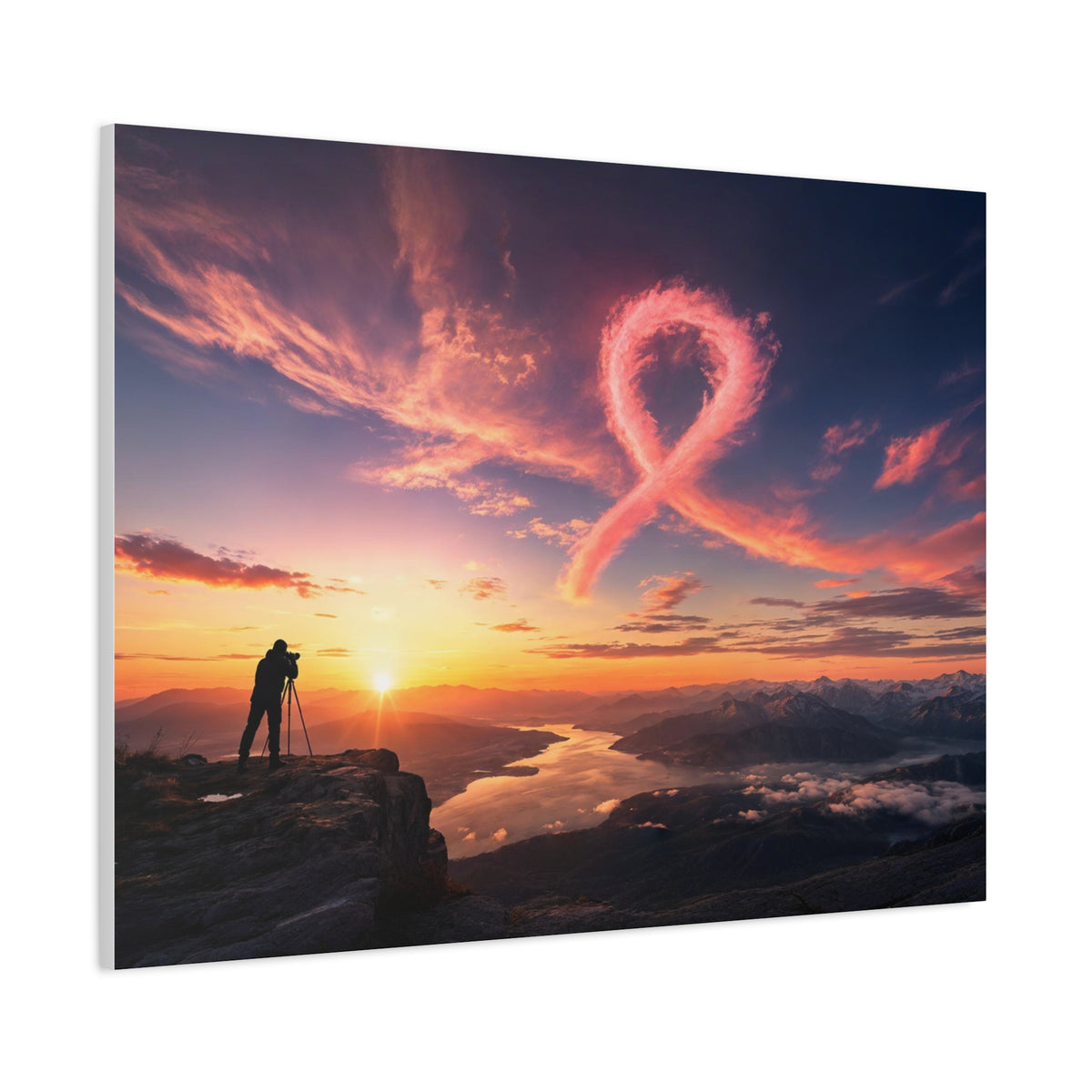 Golden Hour Ribbon — Breast Cancer Awareness Canvas (Photographer Collection)