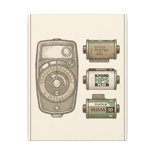 Vintage Light Meter and Film Canvas Wall Art