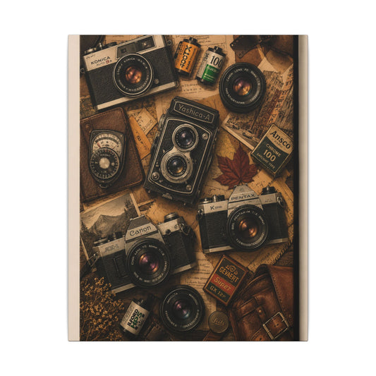 Vintage Camera Flat-Lay Canvas Wall Art
