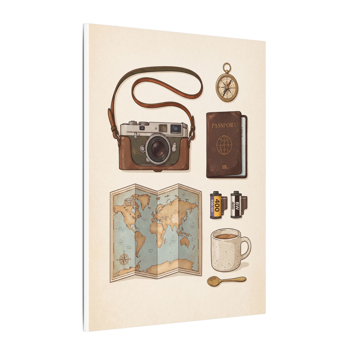 Travel Photographer Flat-Lay Canvas Wall Art
