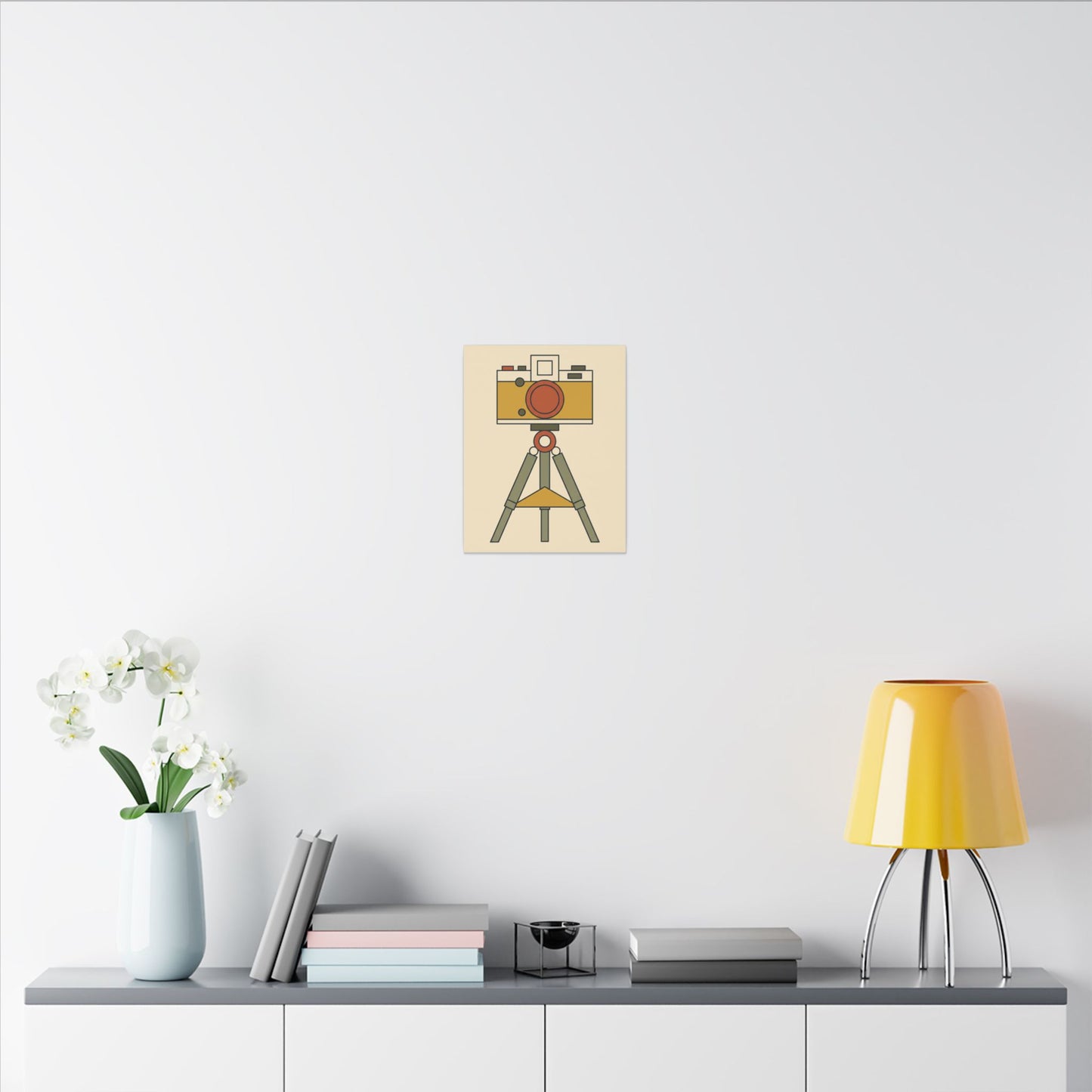 Mid-Century Camera and Tripod Canvas Wall Art