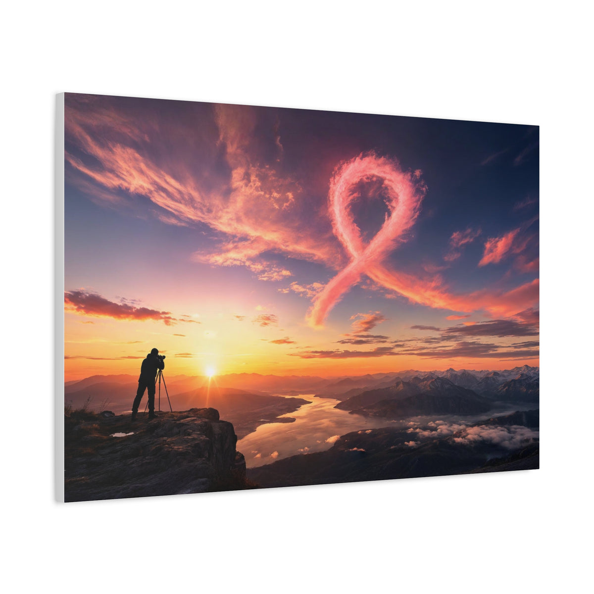 Golden Hour Ribbon — Breast Cancer Awareness Canvas (Photographer Collection)