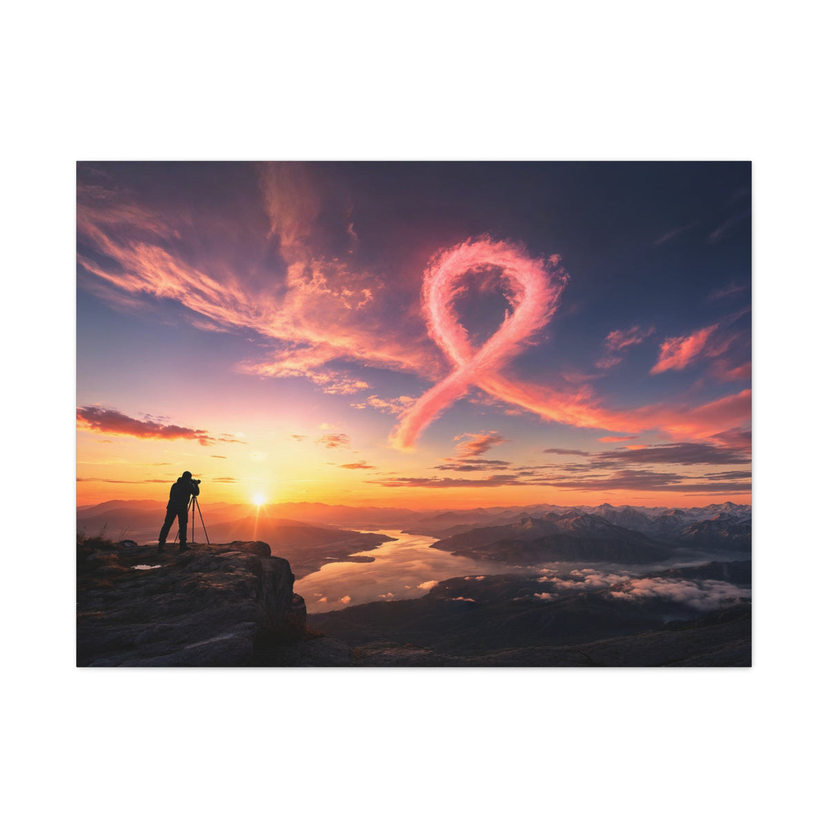 Golden Hour Ribbon — Breast Cancer Awareness Canvas (Photographer Collection)