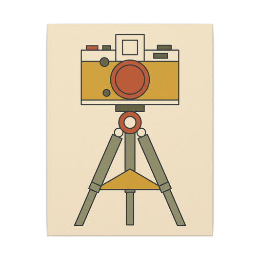 Mid-Century Camera and Tripod Canvas Wall Art