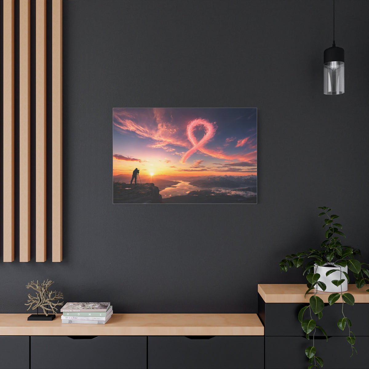 Golden Hour Ribbon — Breast Cancer Awareness Canvas (Photographer Collection)