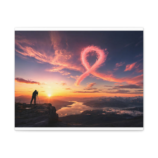 Golden Hour Ribbon — Breast Cancer Awareness Canvas (Photographer Collection)