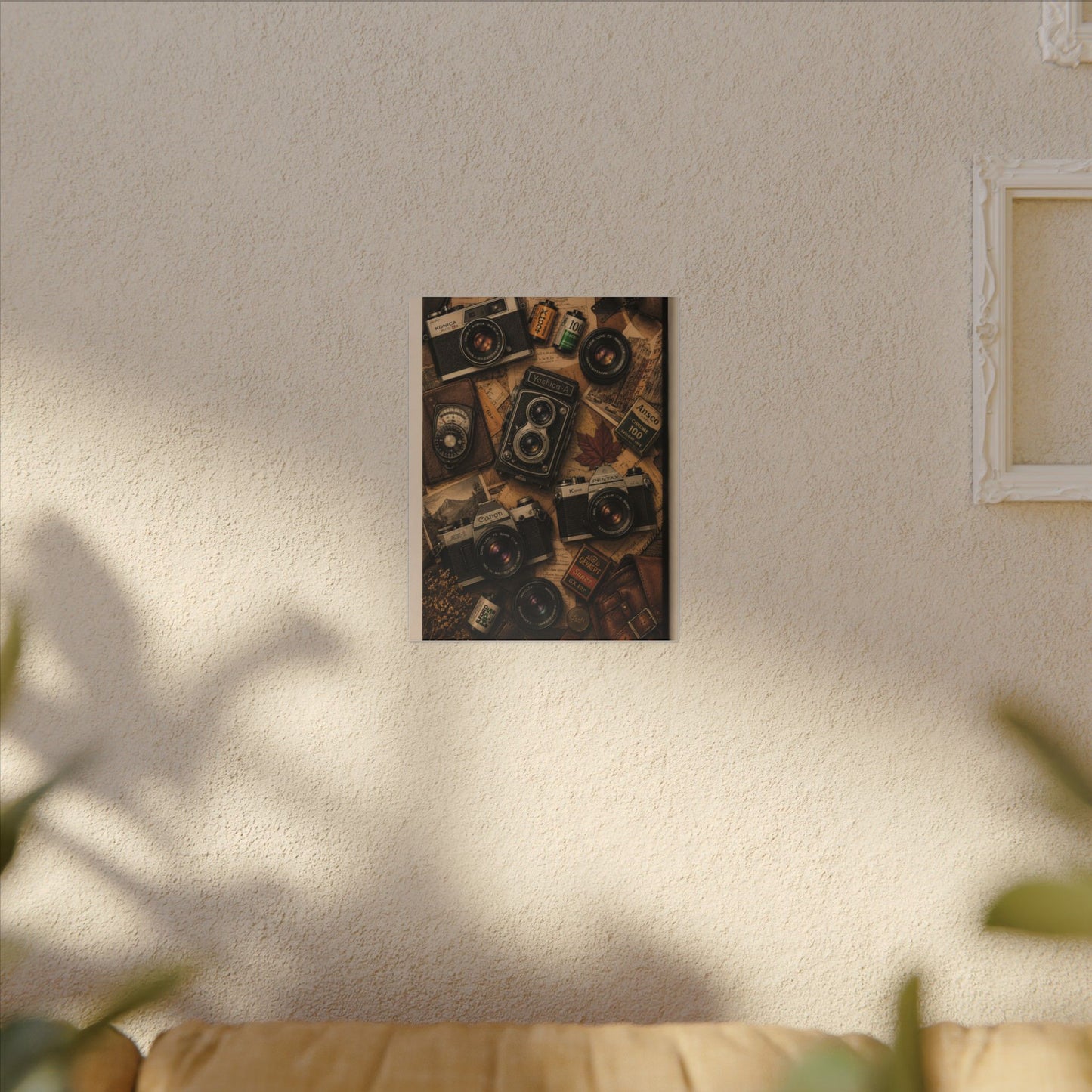 Vintage Camera Flat-Lay Canvas Wall Art