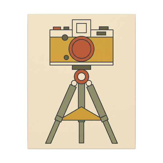 Mid-Century Camera and Tripod Canvas Wall Art