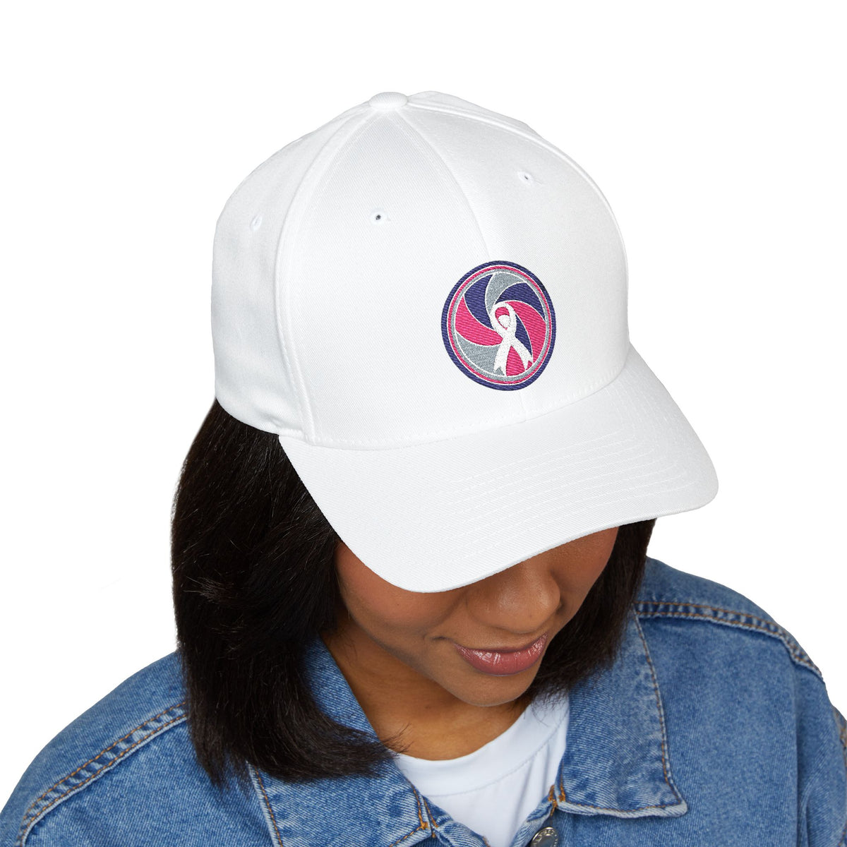 Aperture Ribbon — Breast Cancer Awareness Embroidered Cap (Photographer Collection)