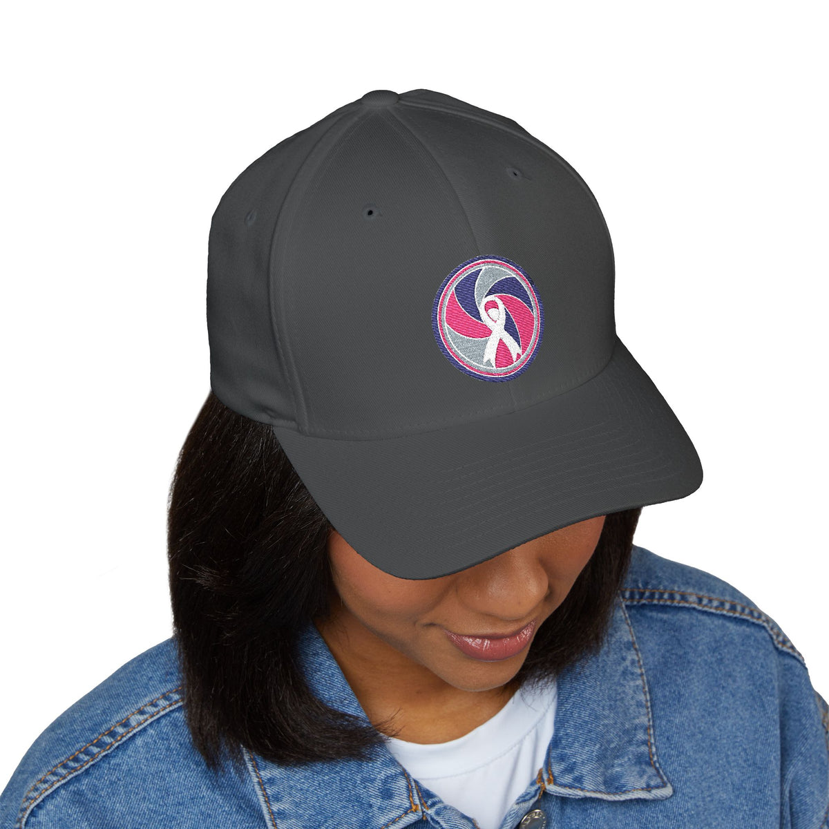 Aperture Ribbon — Breast Cancer Awareness Embroidered Cap (Photographer Collection)