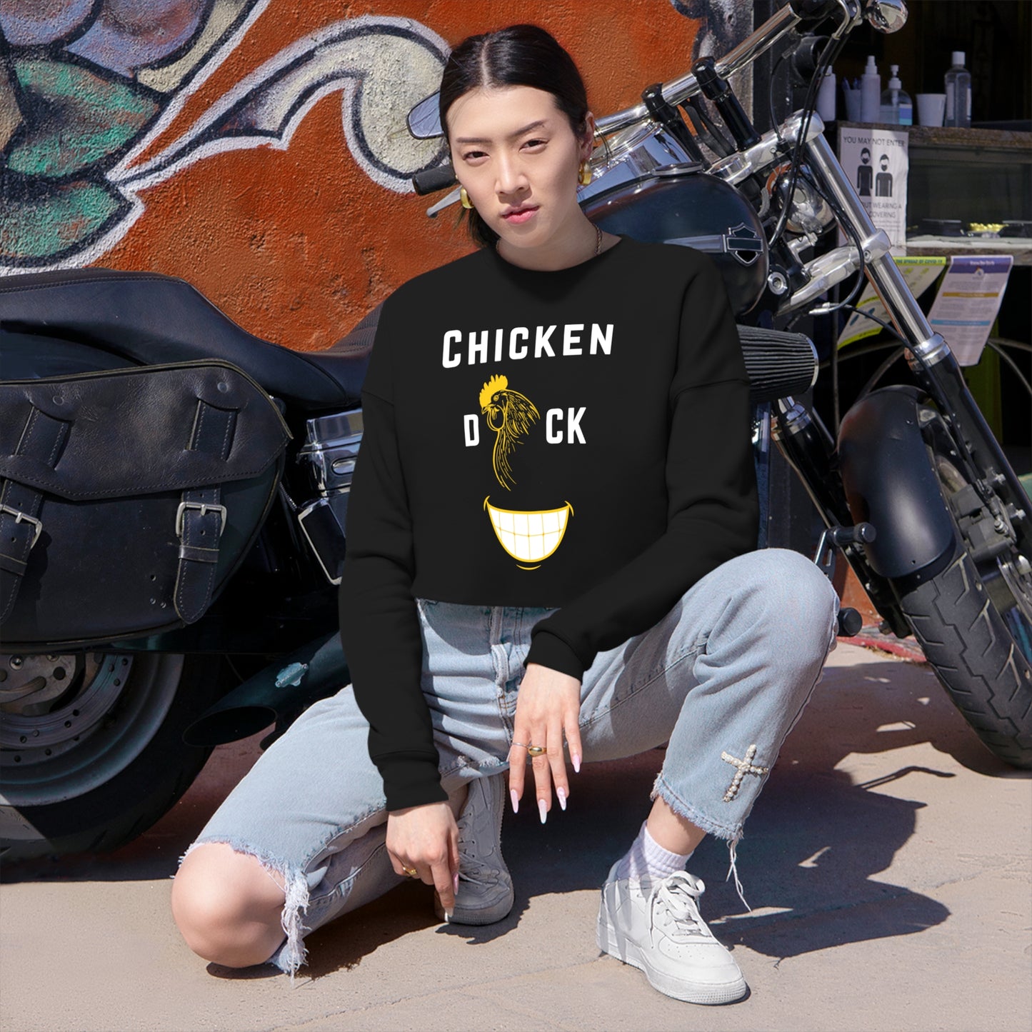 Chicken D*ck Smile Women's Cropped Sweatshirt