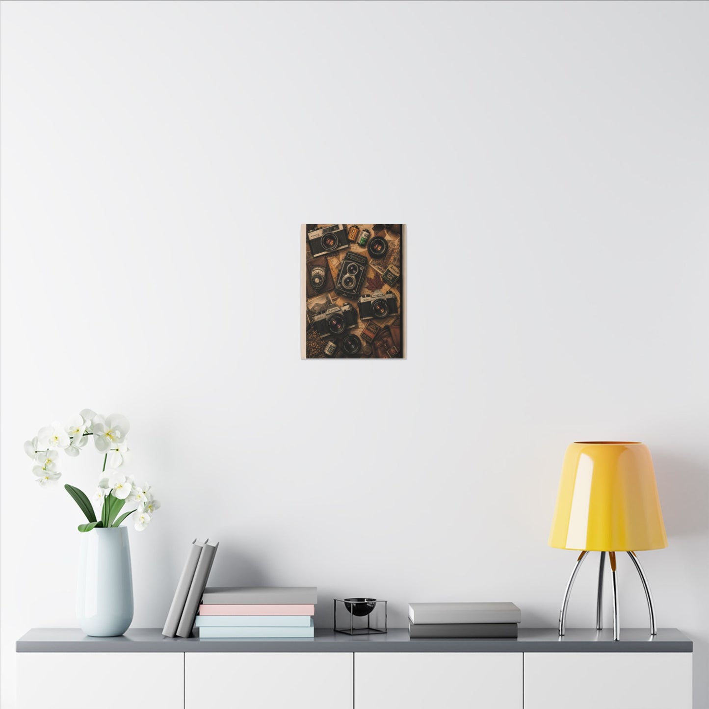 Vintage Camera Flat-Lay Canvas Wall Art