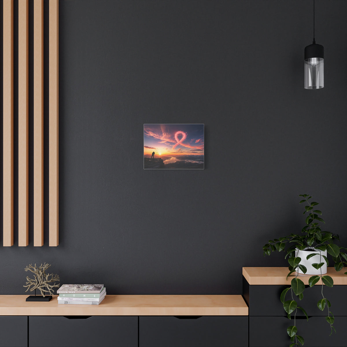 Golden Hour Ribbon — Breast Cancer Awareness Canvas (Photographer Collection)