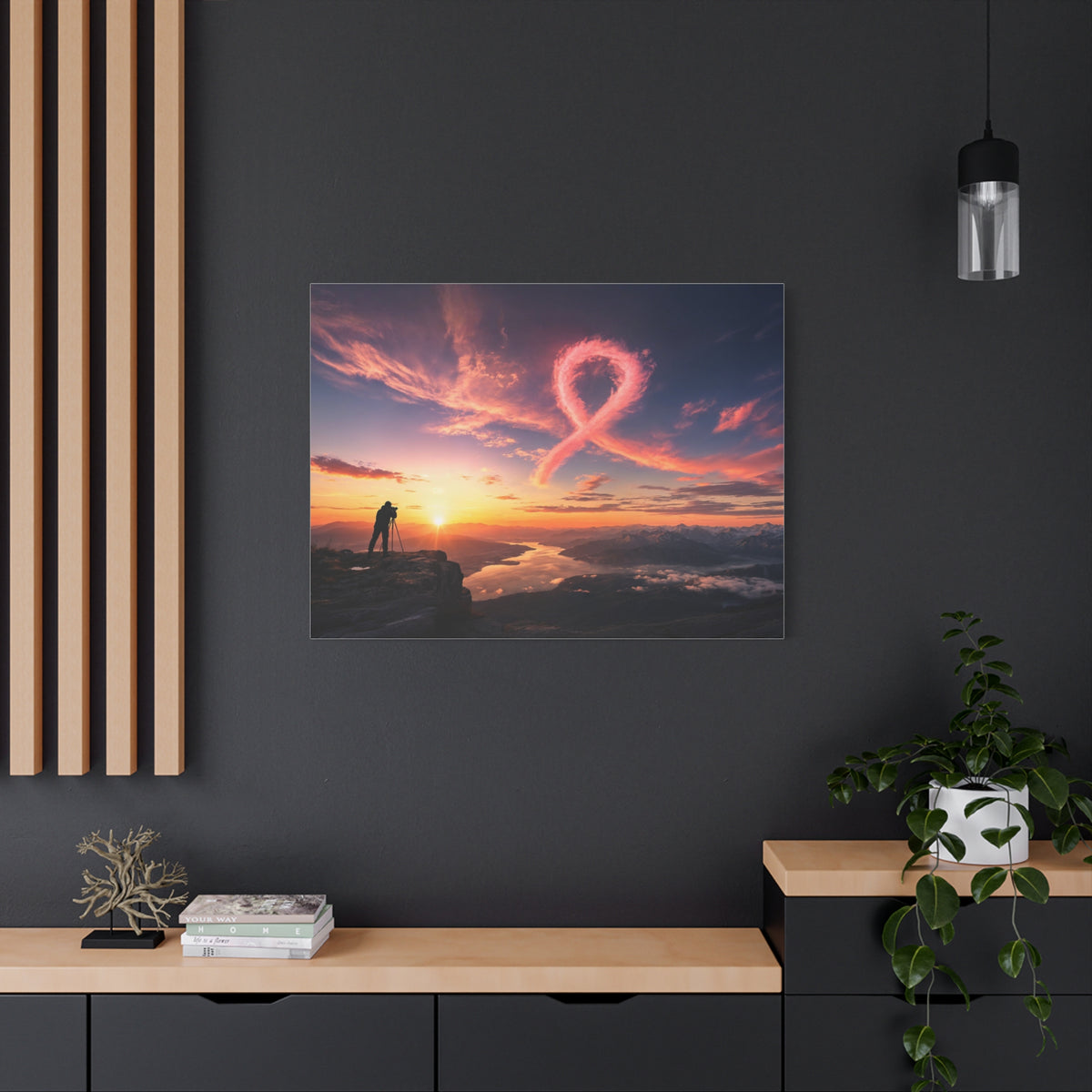 Golden Hour Ribbon — Breast Cancer Awareness Canvas (Photographer Collection)