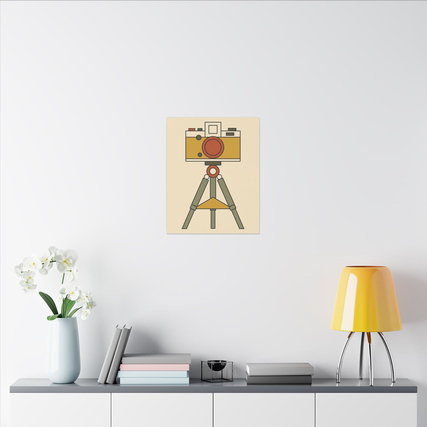Mid-Century Camera and Tripod Canvas Wall Art