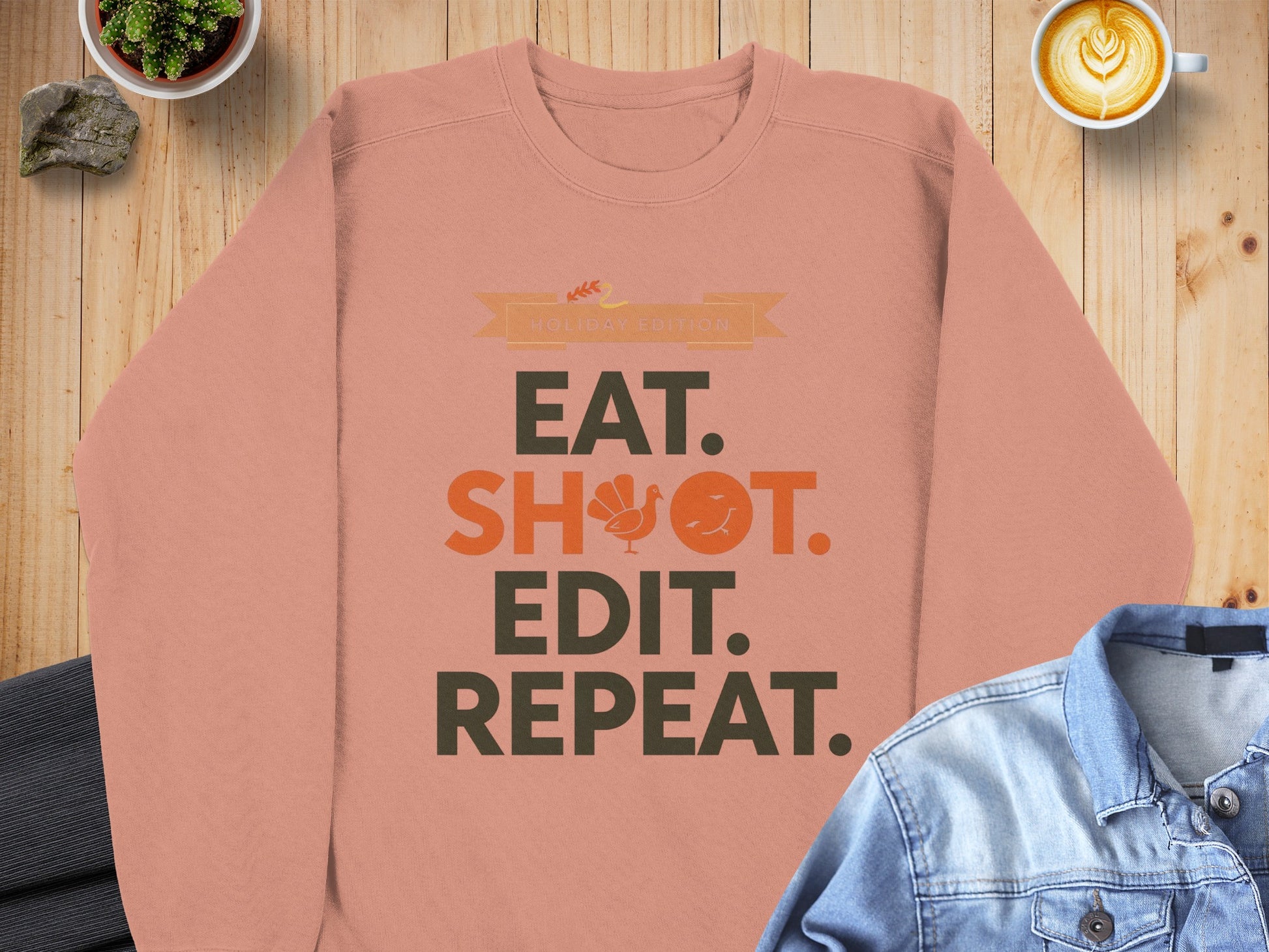 Eat Shoot Edit Repeat Holiday Edition sweatshirt