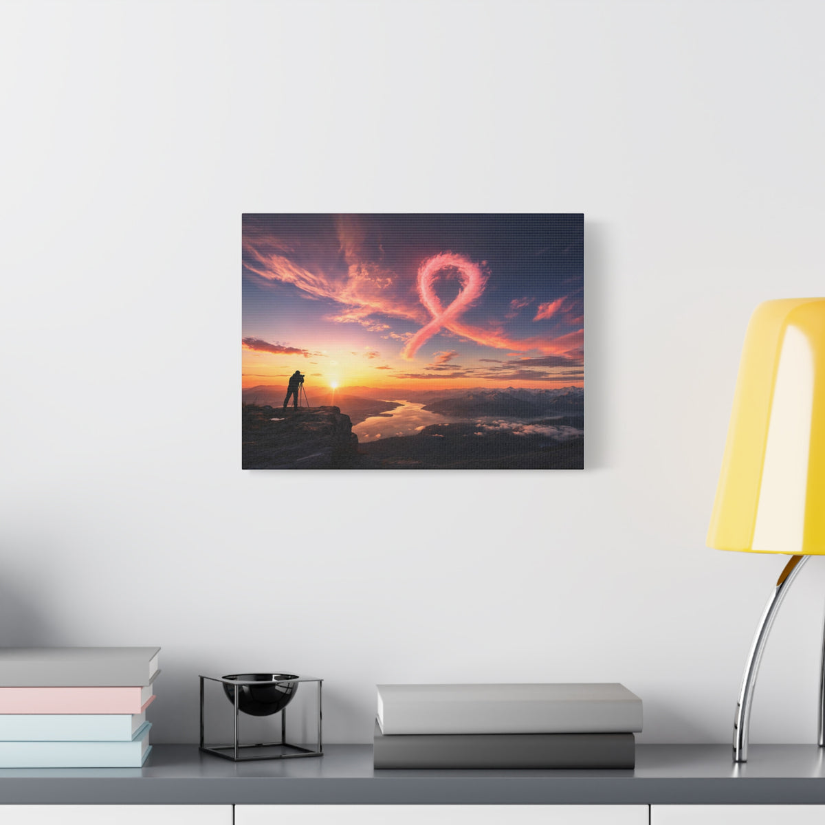 Golden Hour Ribbon — Breast Cancer Awareness Canvas (Photographer Collection)