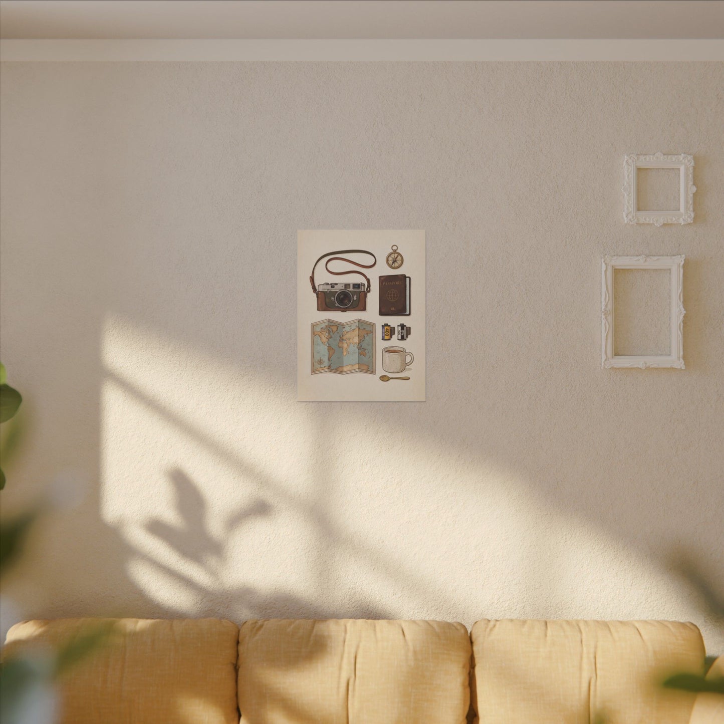 Travel Photographer Flat-Lay Canvas Wall Art