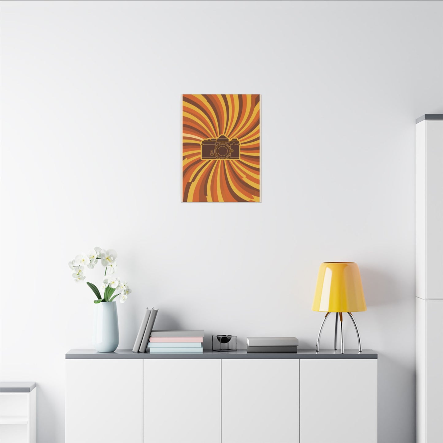 Retro 70s Camera Sunburst Canvas Wall Art