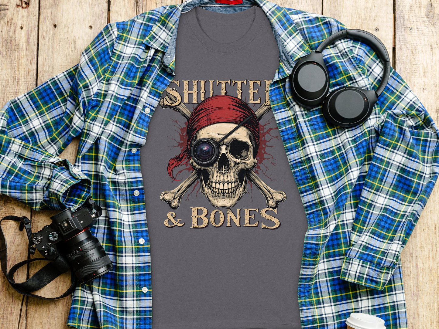Shutter and Bones Skull Camera Graphic T-Shirt