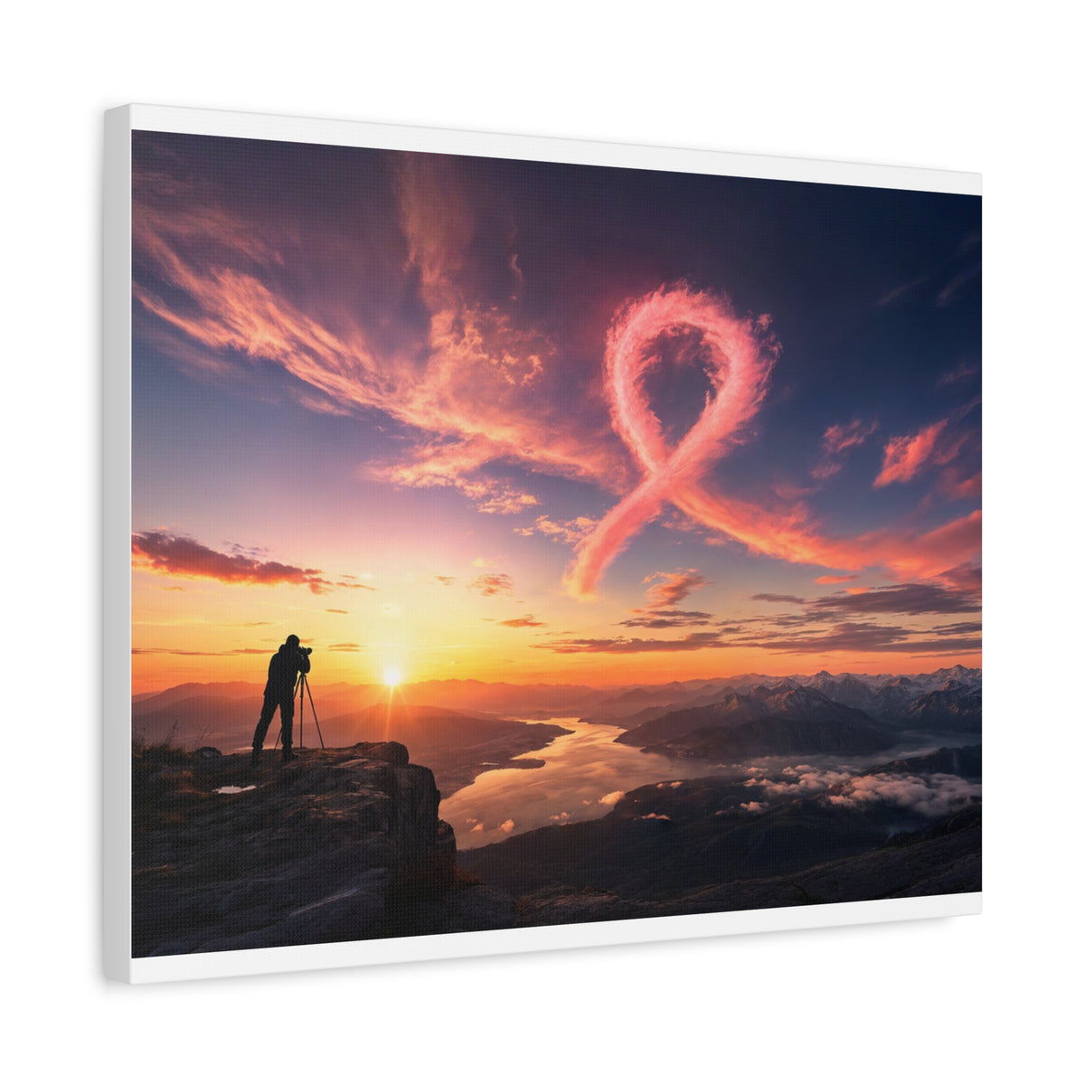 Golden Hour Ribbon — Breast Cancer Awareness Canvas (Photographer Collection)