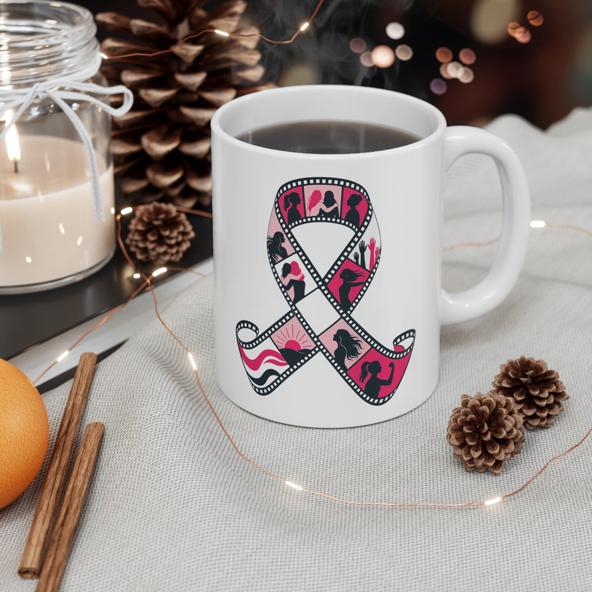 Film Strip Ribbon — Breast Cancer Awareness Mug (Photographer Collection)