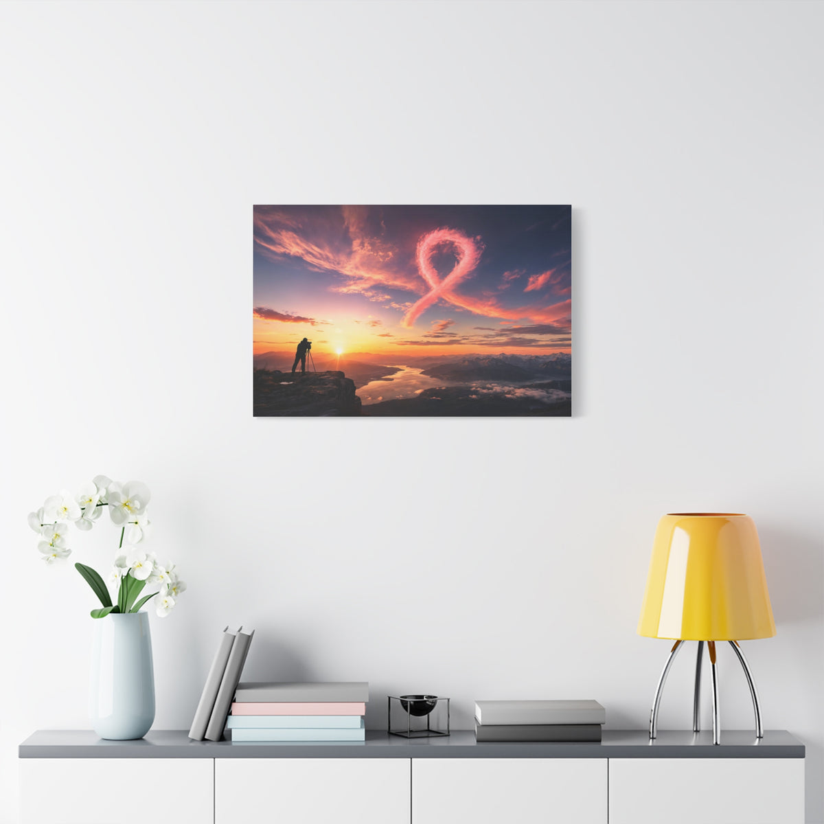 Golden Hour Ribbon — Breast Cancer Awareness Canvas (Photographer Collection)