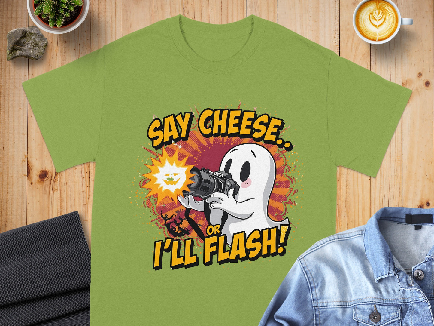 Say Cheese Or I'll Flash Ghost Graphic T-Shirt